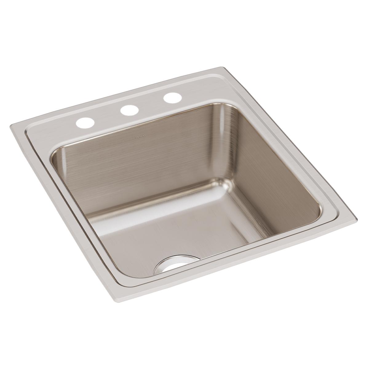 Elkay Lustertone Classic Stainless Steel 19-1/2" x 22" x 10-1/8", 3-Hole Single Bowl Drop-in Sink with Quick-clip DLRQ2022103