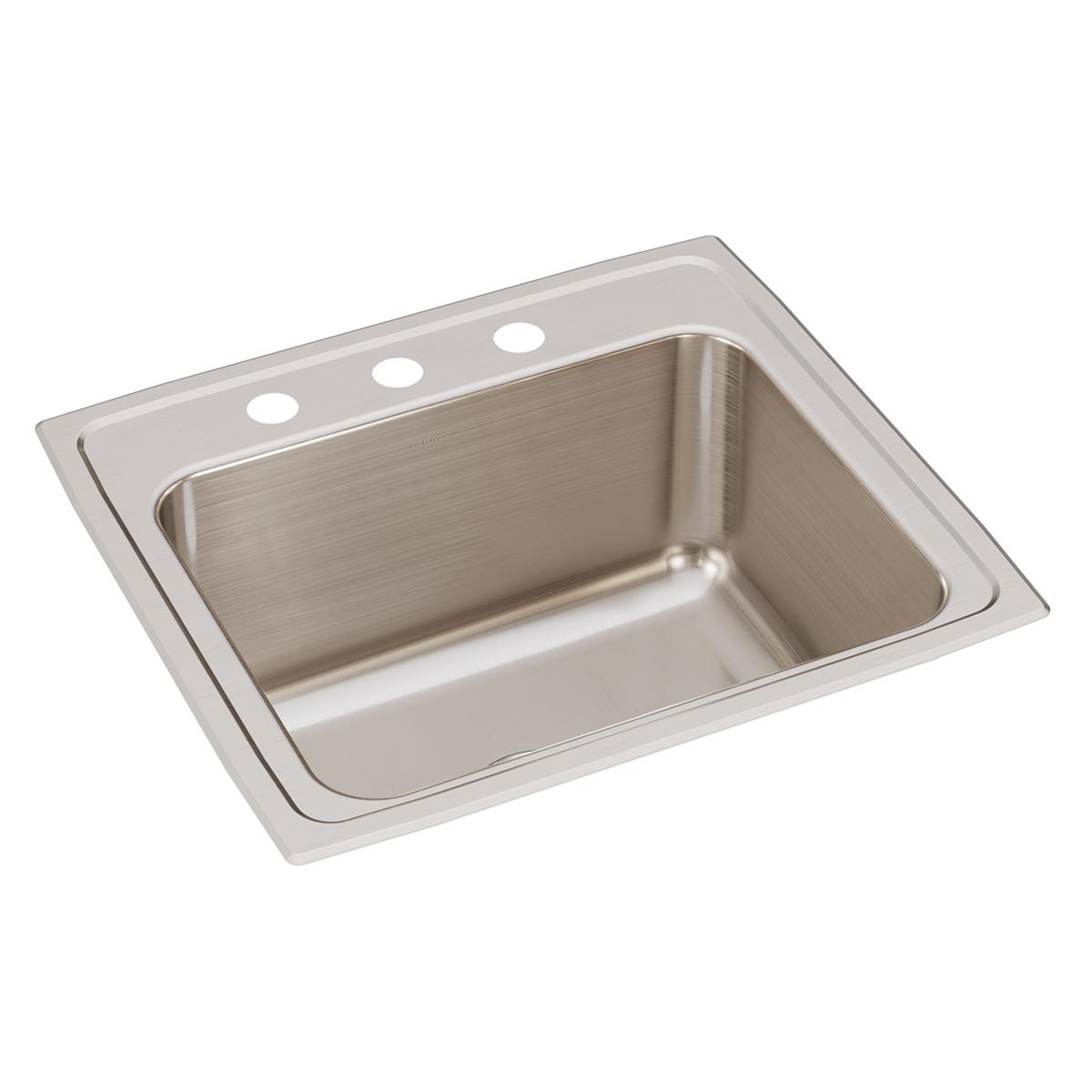 Elkay Lustertone Classic Stainless Steel 22" x 19-1/2" x 10-1/8", 3-Hole Single Bowl Drop-in Sink DLR2219103