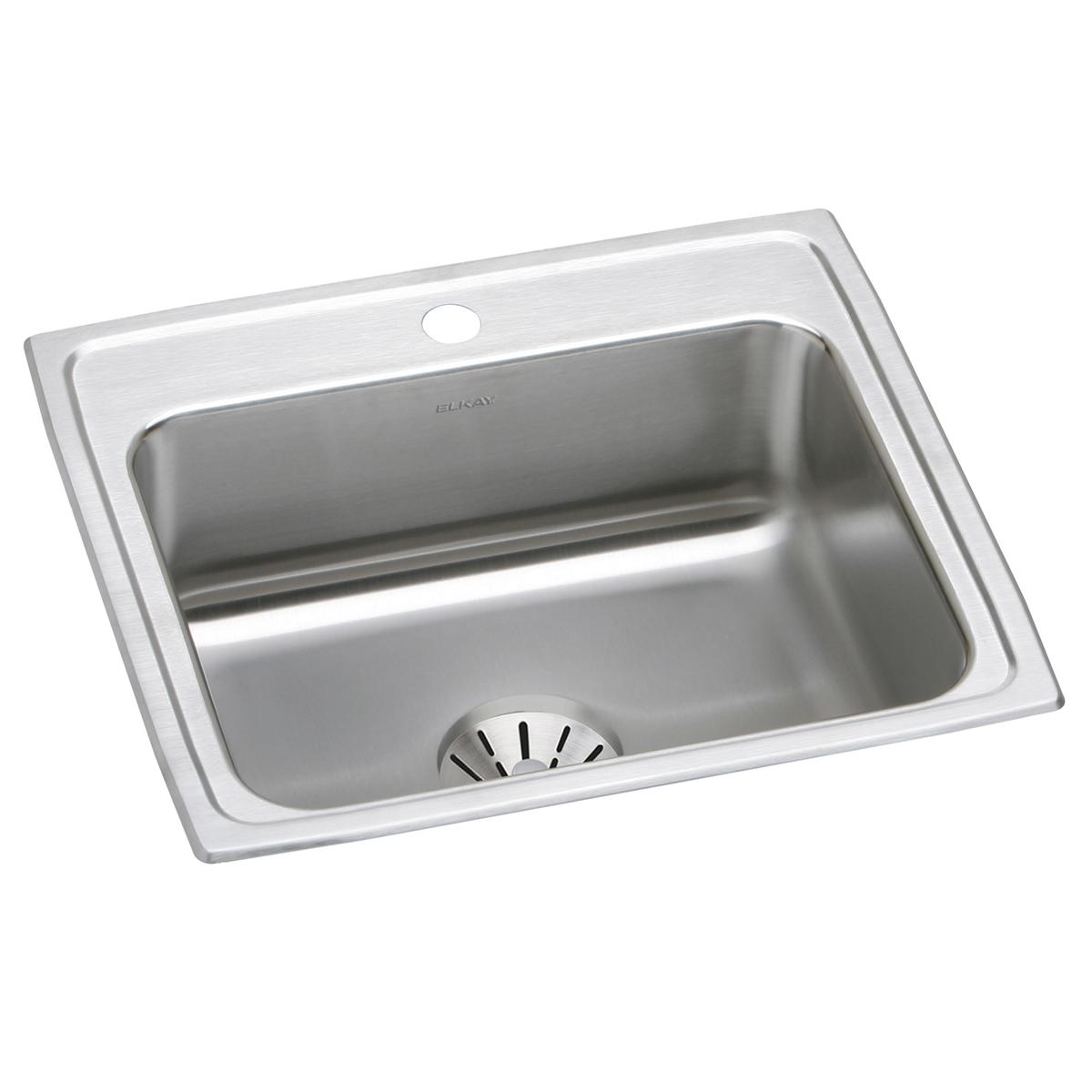 Elkay Lustertone Classic Stainless Steel 22" x 19-1/2" x 10-1/8", 1-Hole Single Bowl Drop-in Sink with Perfect Drain DLR221910PD1