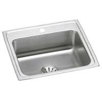 Elkay Lustertone Classic Stainless Steel 22" x 19-1/2" x 10-1/8", 1-Hole Single Bowl Drop-in Sink with Perfect Drain DLR221910PD1