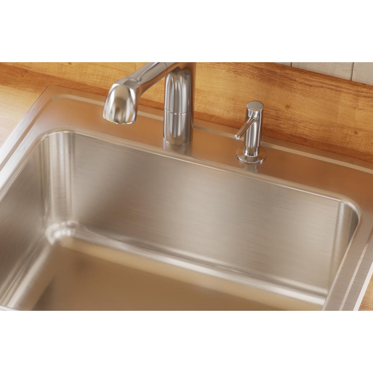 Elkay Lustertone Classic Stainless Steel 25" x 21-1/4" x 10-1/8", 2-Hole Single Bowl Drop-in Sink DLR2521102