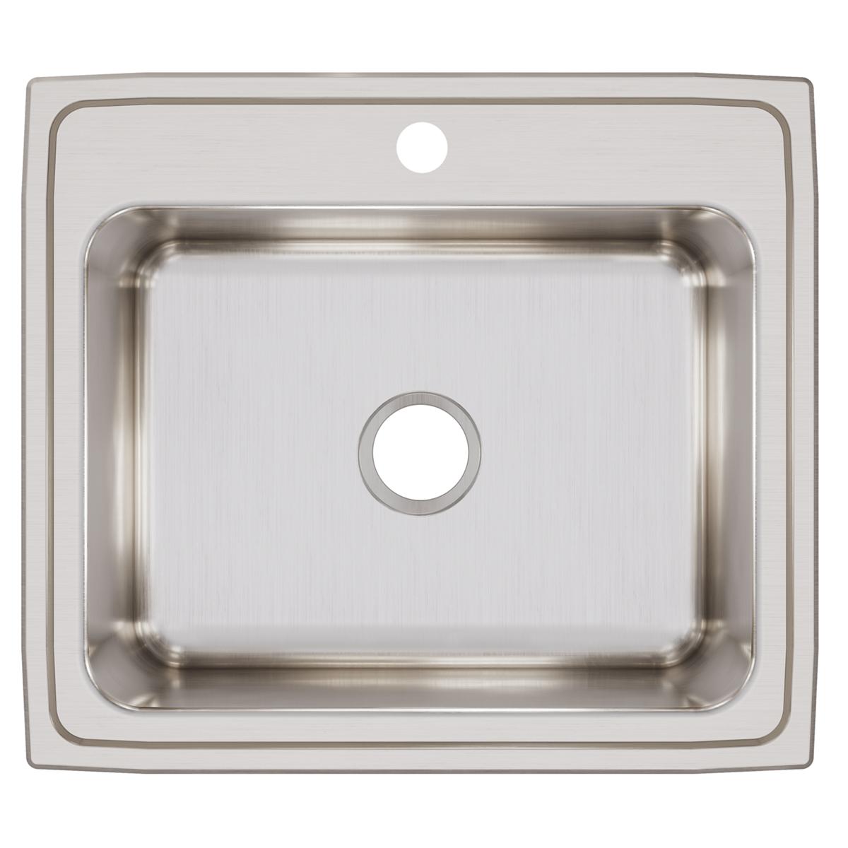 Elkay Lustertone Classic Stainless Steel 25" x 22" x 10-3/8", 1-Hole Single Bowl Drop-in Sink DLR2522101