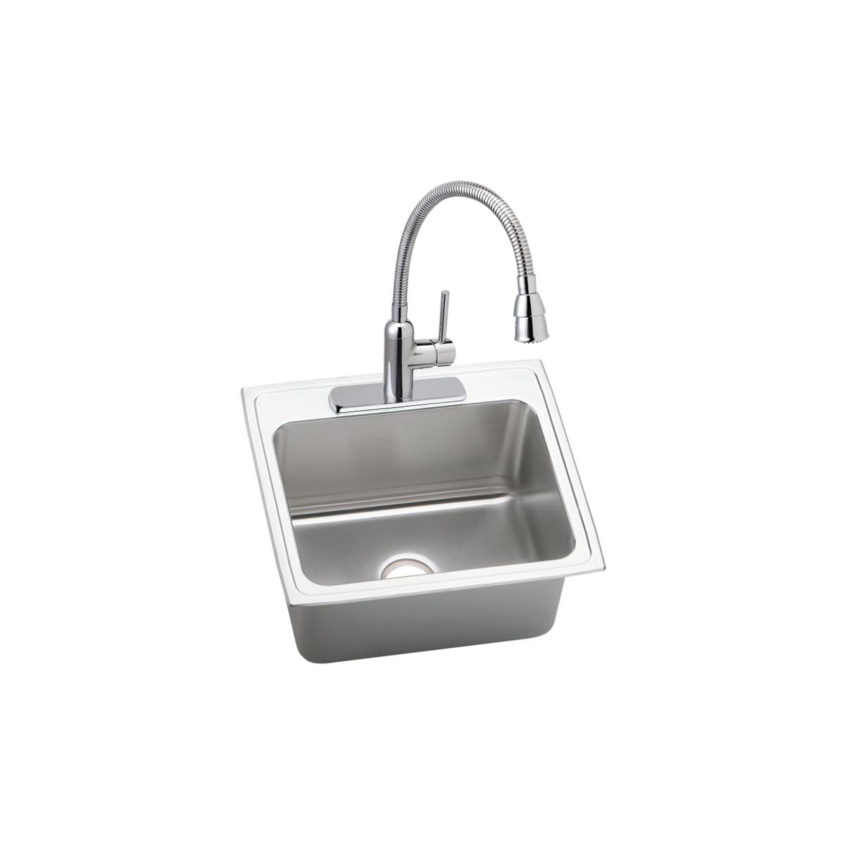 Elkay Lustertone Classic Stainless Steel 25" x 22" x 10-3/8", 1-Hole Single Bowl Drop-in Sink DLR2522101