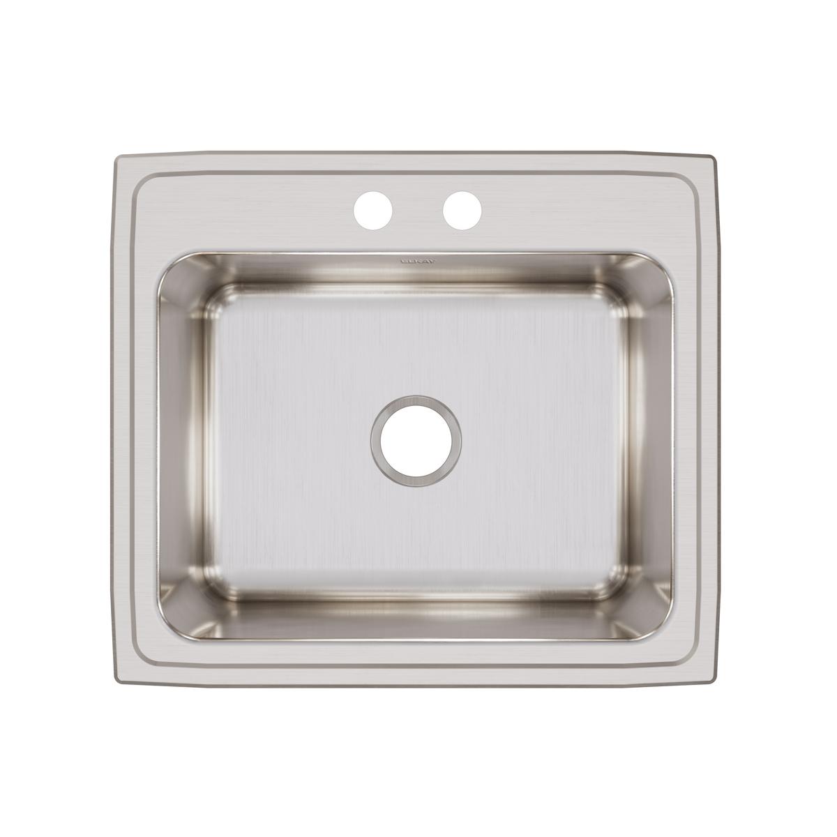 Elkay Lustertone Classic Stainless Steel 25" x 22" x 12-1/8", 2-Hole Single Bowl Drop-in Sink DLR2522122