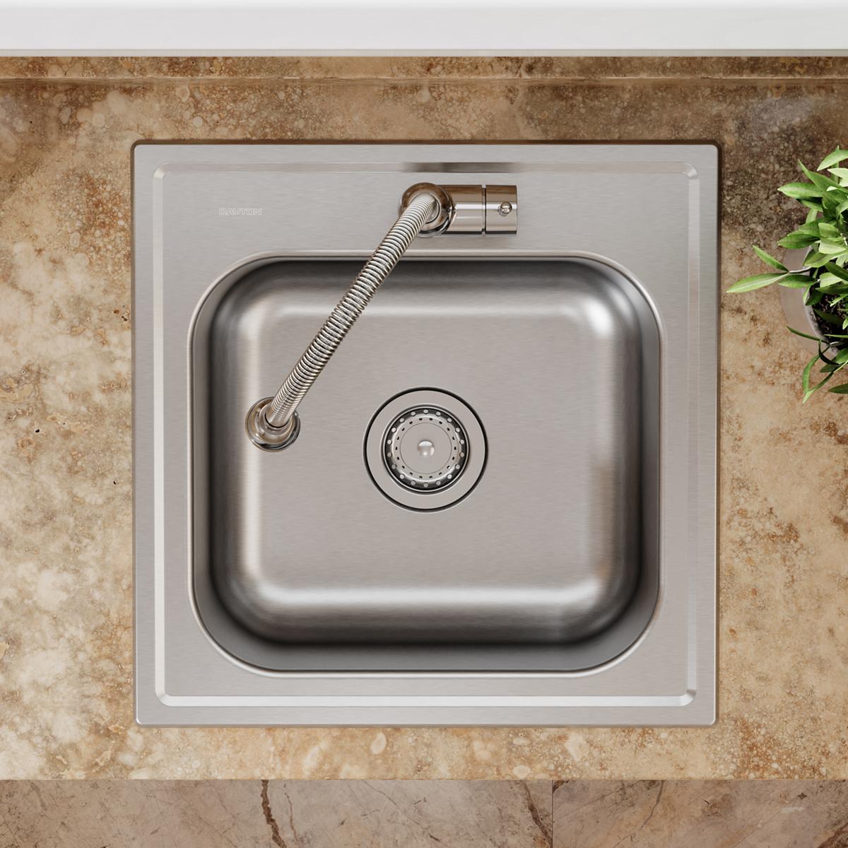 Elkay Dayton 3-1/2" Stainless Steel Drain with Removable Basket Strainer and Rubber Stopper D1125