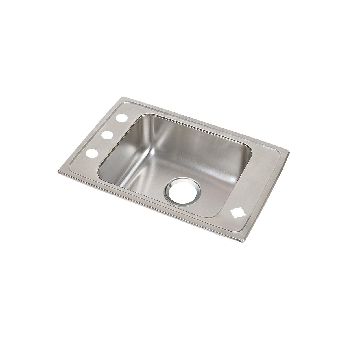 Elkay Lustertone Classic Stainless Steel 25" x 17" x 7-5/8", FR2-Hole Single Bowl Drop-in Classroom Sink DRKR2517FR4