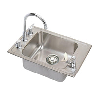 Elkay Lustertone Classic Stainless Steel 25" x 17" x 5-1/2", 4-Hole Single Bowl Drop-in Classroom ADA Sink with Quick-clip Kit DRKADQ251755C