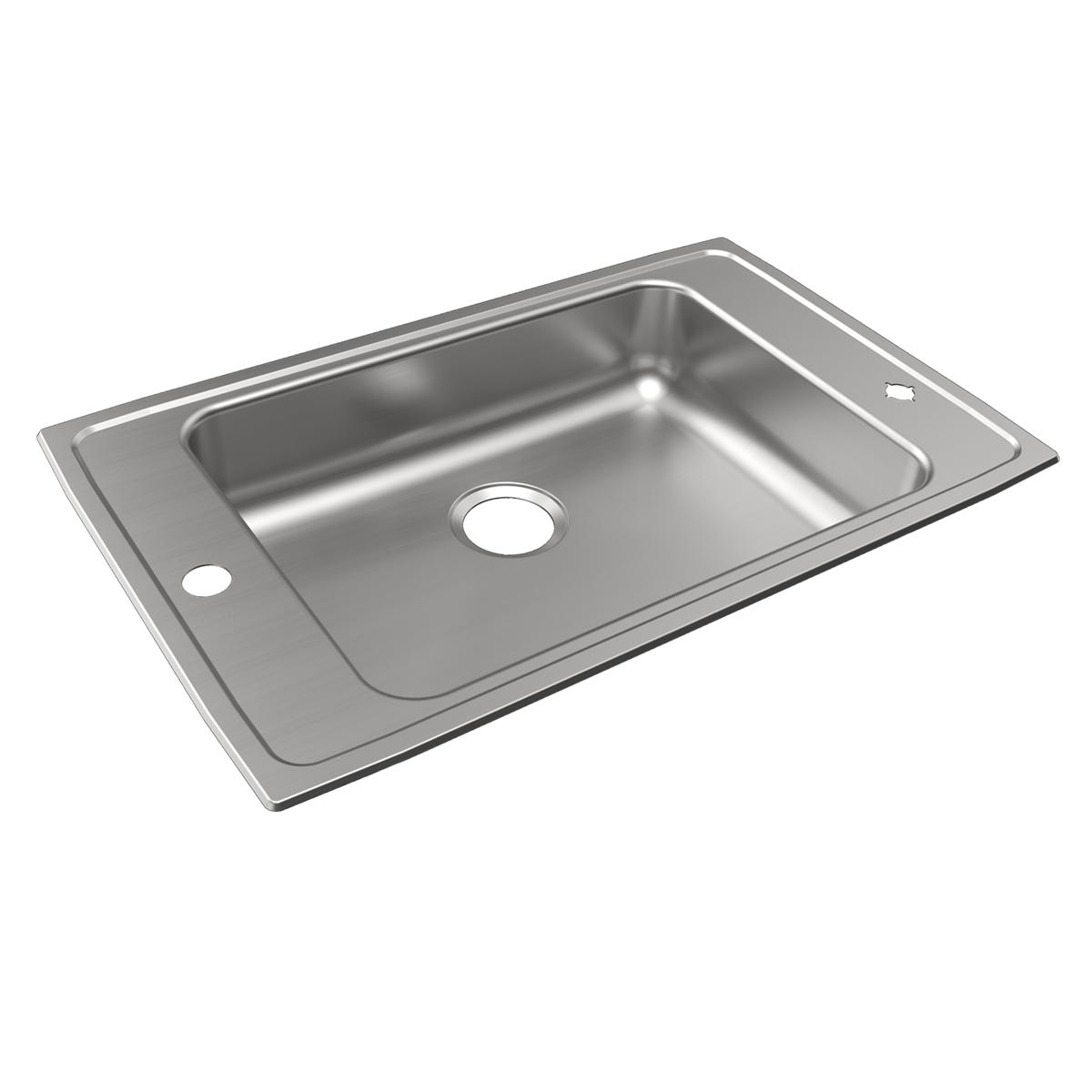 Elkay Lustertone Classic Stainless Steel 31" x 19-1/2" x 5-1/2", 2LM-Hole Single Bowl Drop-in Classroom ADA Sink DRKAD3119552LM