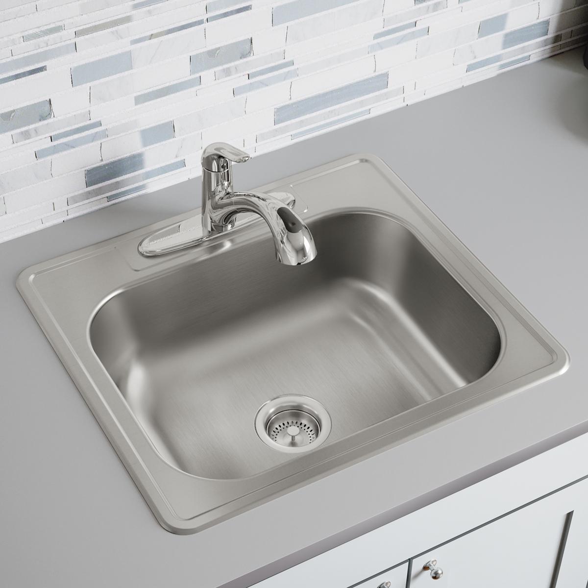 Elkay Dayton Stainless Steel 25" x 22" x 8-1/16", 3-Hole Single Bowl Drop-in Sink DSE125223