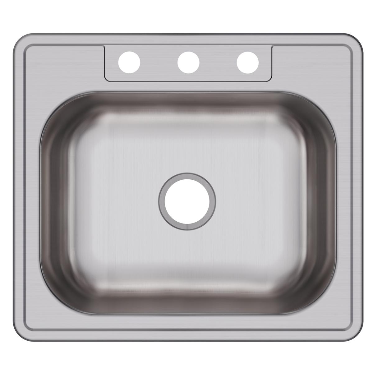 Elkay Dayton Stainless Steel 25" x 22" x 8-1/16", 3-Hole Single Bowl Drop-in Sink DSE125223