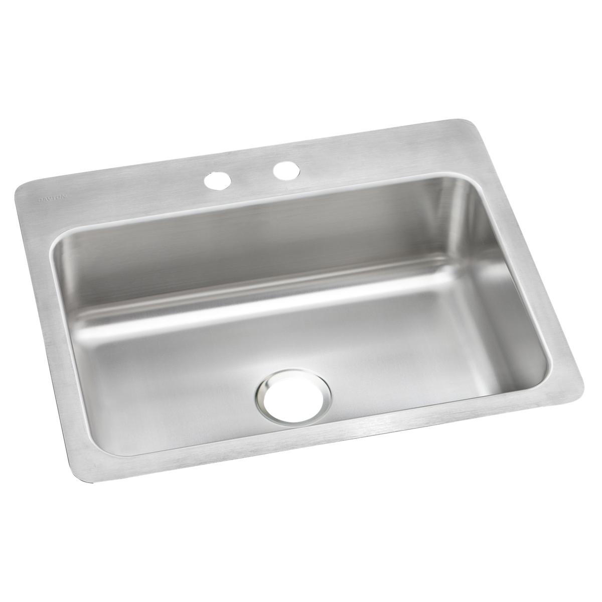 Elkay Dayton Stainless Steel 27" x 22" x 8", 2-Hole Single Bowl Dual Mount Sink DSESR127222