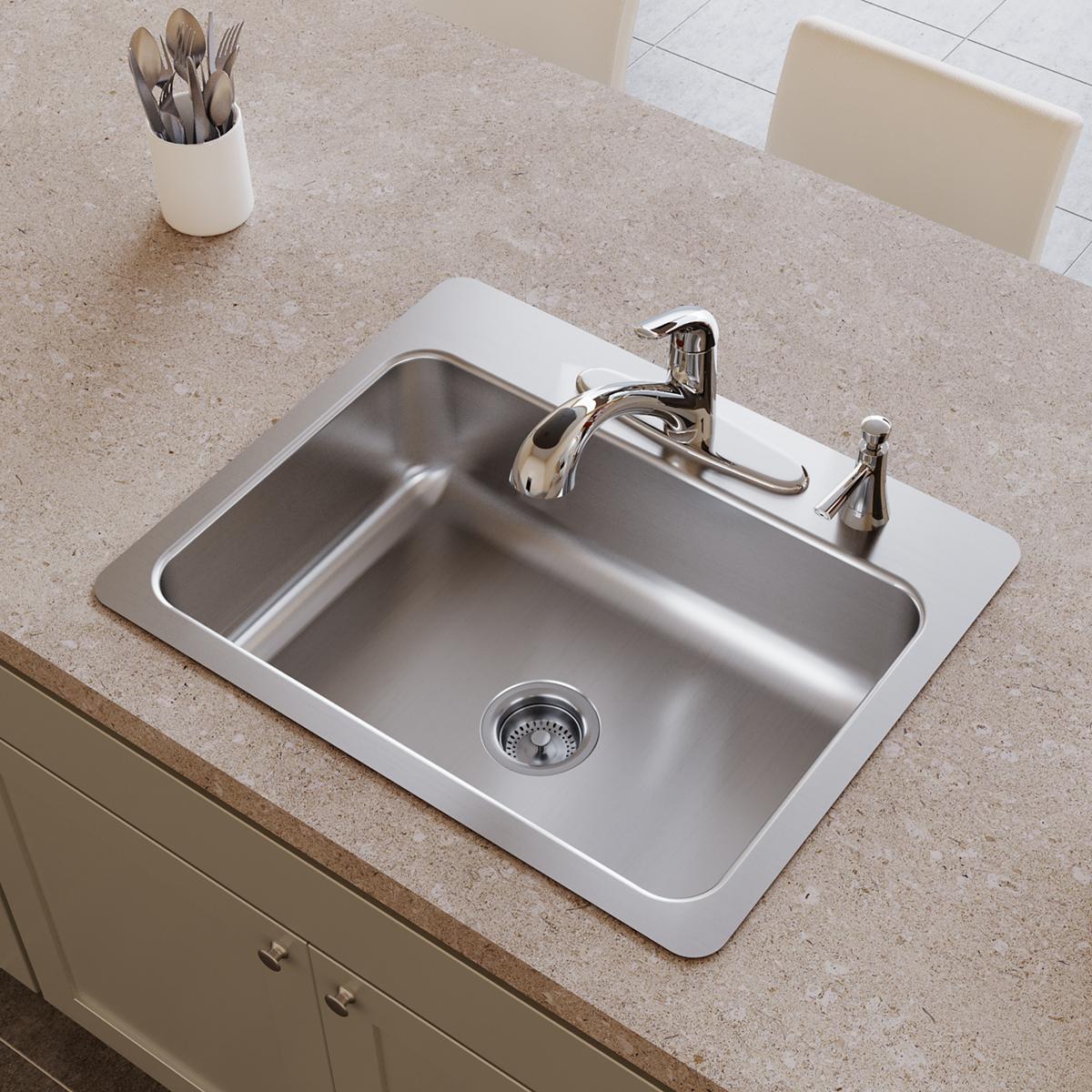 Elkay Dayton Stainless Steel 27" x 22" x 8", 5-Hole Single Bowl Dual Mount Sink DSESR127225