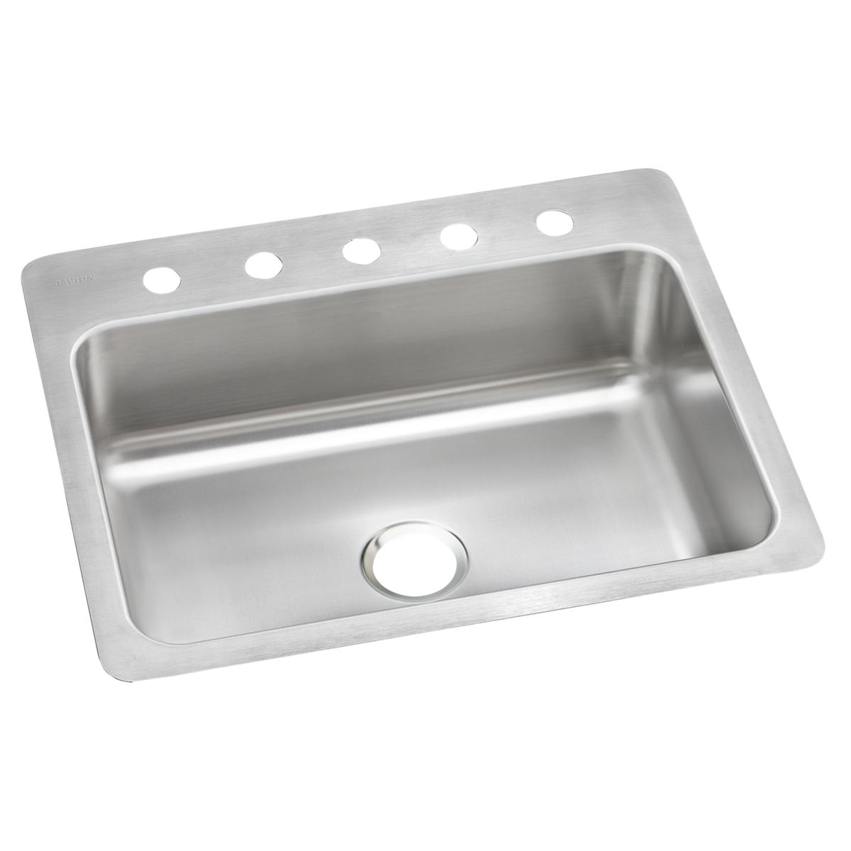 Elkay Dayton Stainless Steel 27" x 22" x 8", 5-Hole Single Bowl Dual Mount Sink DSESR127225