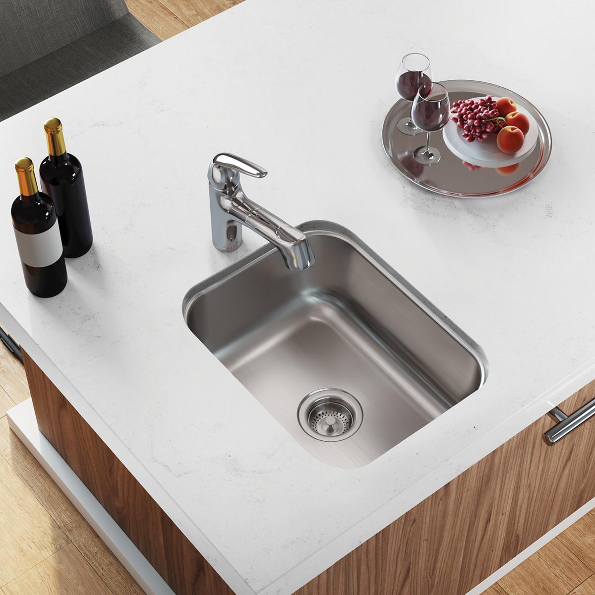Elkay Dayton Stainless Steel 16" x 20-1/2" x 8", Single Bowl Undermount Bar Sink DXUH1318