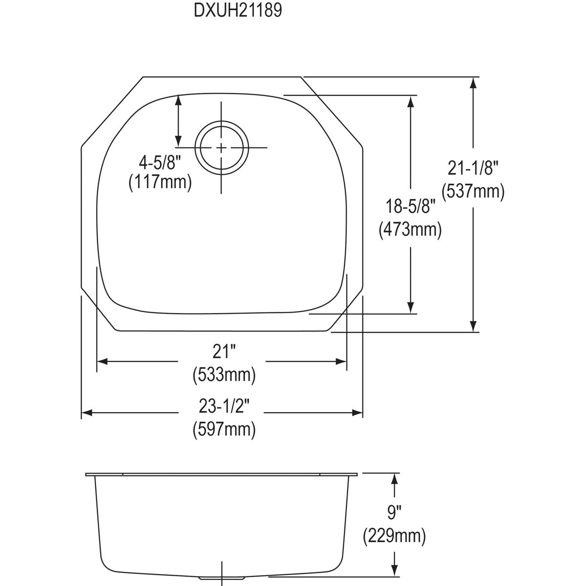 Elkay Dayton Stainless Steel 23-1/2" x 21-1/8" x 9", Single Bowl Undermount Sink DXUH21189