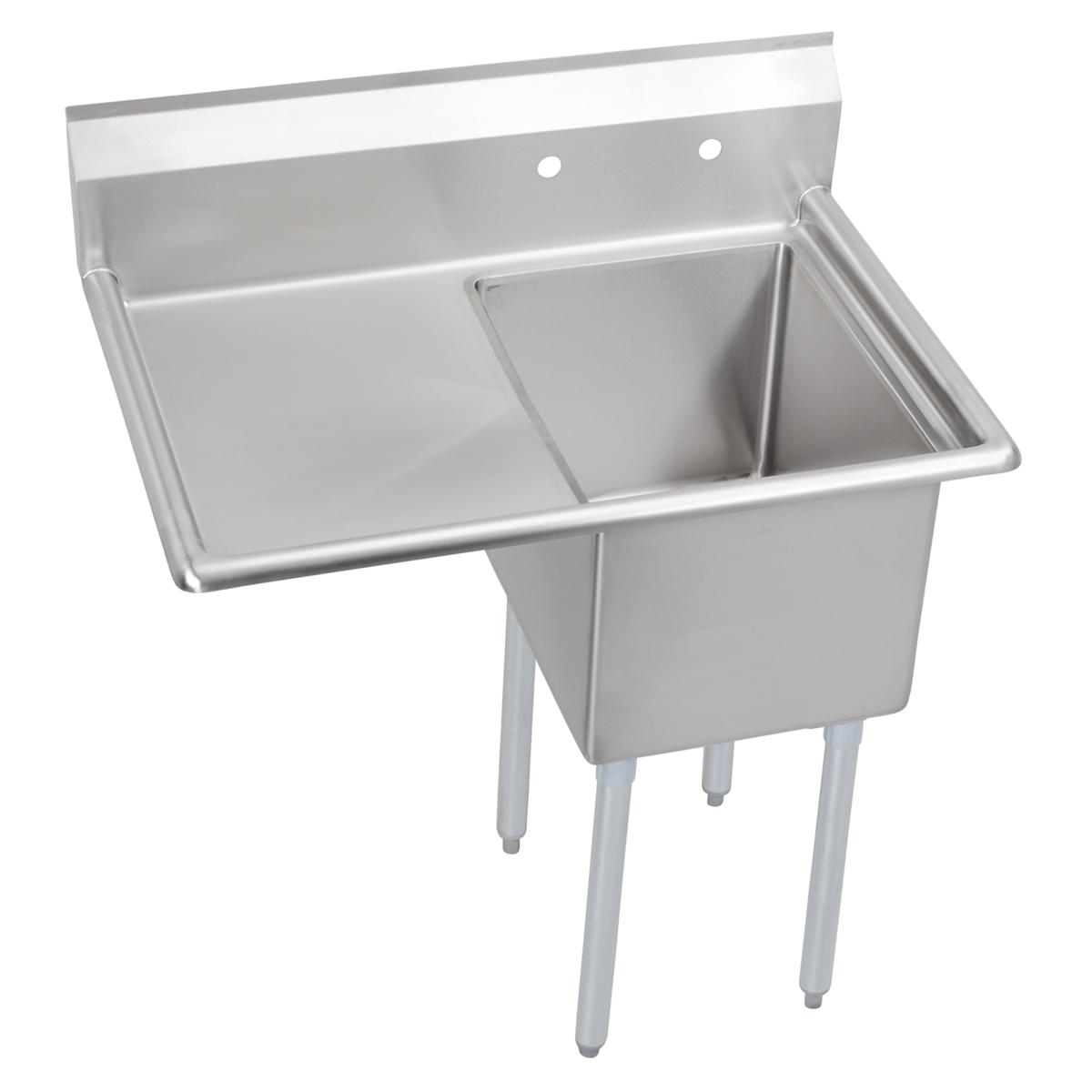 Elkay Dependabilt Stainless Steel 36-1/2" x 25-13/16" x 43-3/4" 18 Gauge One Compartment Sink w/ 18" Left Drainboard and Stainless Steel Legs E1C16X20-L-18X