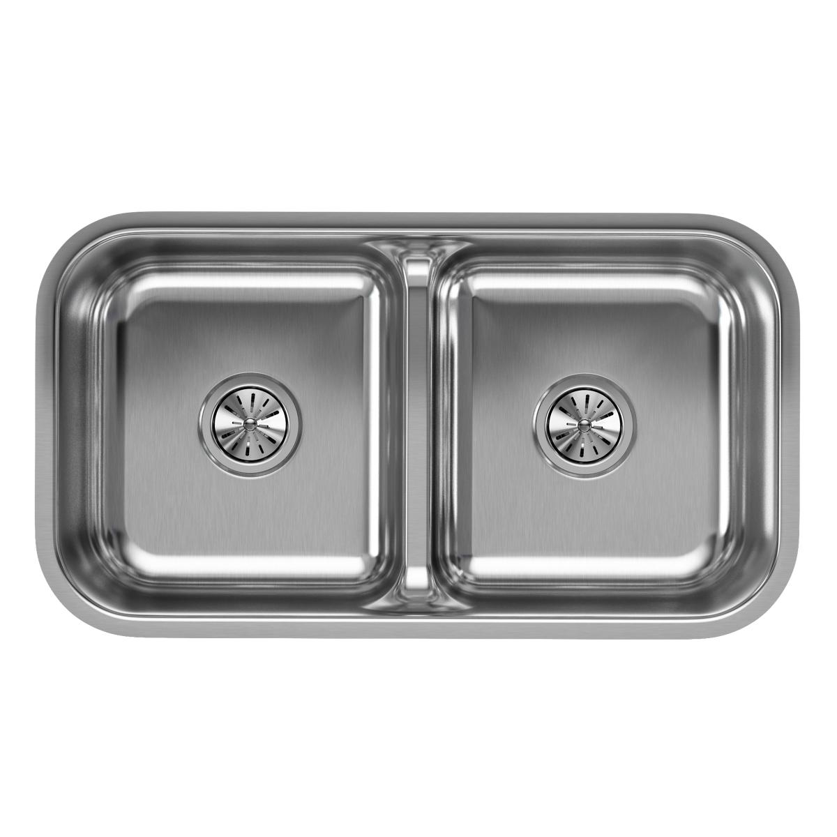 Elkay Lustertone Classic Stainless Steel 32-1/2" x 18-1/8" x 8", Equal Double Bowl Undermount Sink with Aqua Divide EAQDUH3118