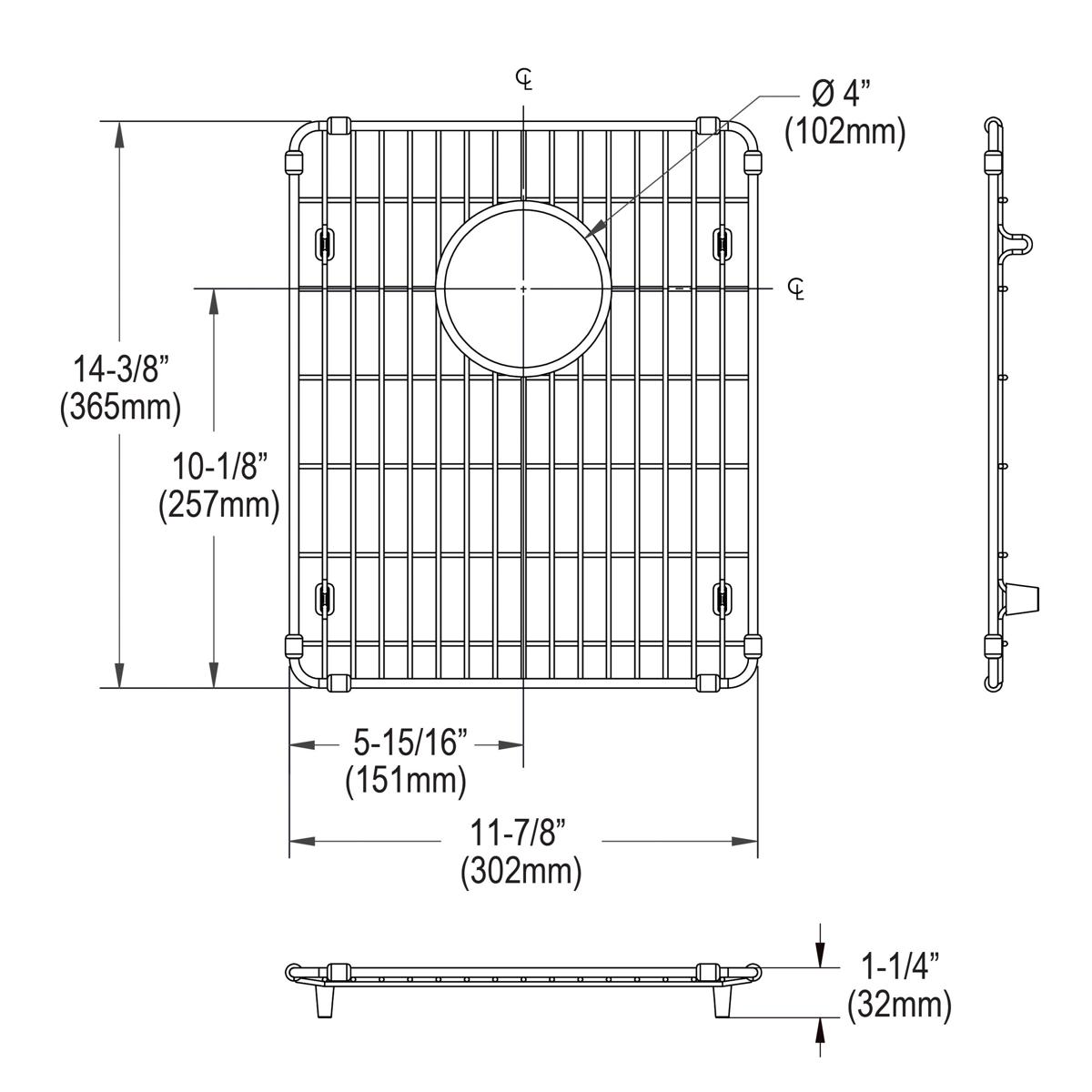 Elkay Stainless Steel 11-7/8" x 14-3/8" x 1-1/4" Bottom Grid EBG1214