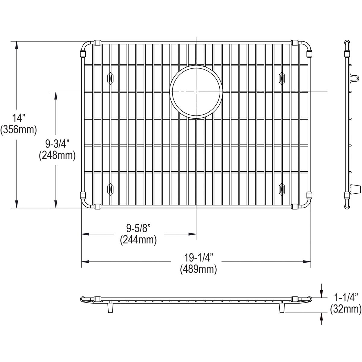 Elkay Stainless Steel 19-1/4" x 14" x 1-1/4" Bottom Grid EBG1914