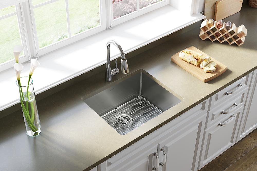Elkay Crosstown 18 Gauge Stainless Steel 22-1/2" x 18-1/2" x 9" Single Bowl Undermount Sink Kit ECTRU21179TC