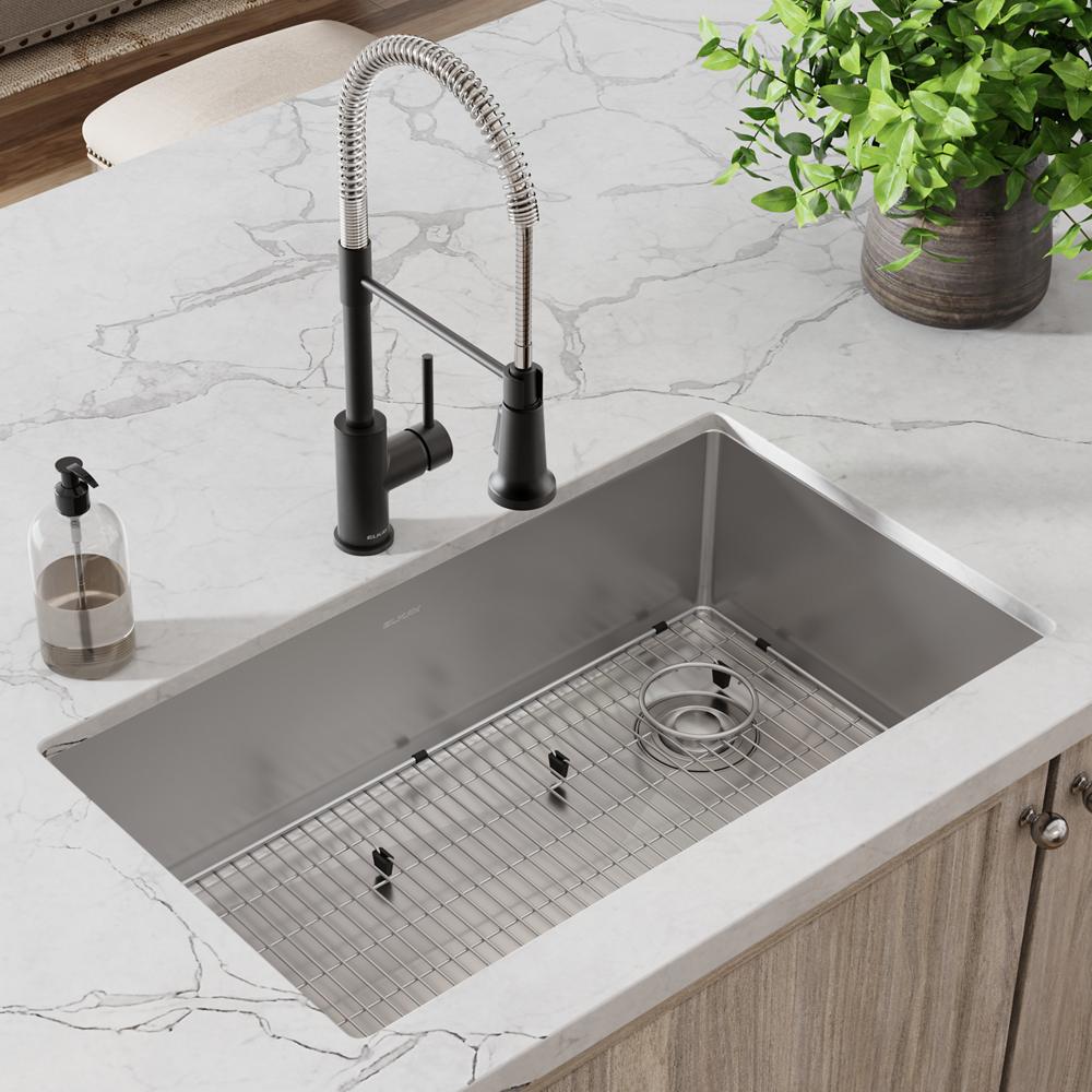 Elkay Crosstown 18 Gauge Stainless Steel 31-1/2" x 18-1/2" x 9" Sgl Bowl Undermount Sink & Faucet Kit w/Bottom Grid & Drain ECTRU30179RTFBC