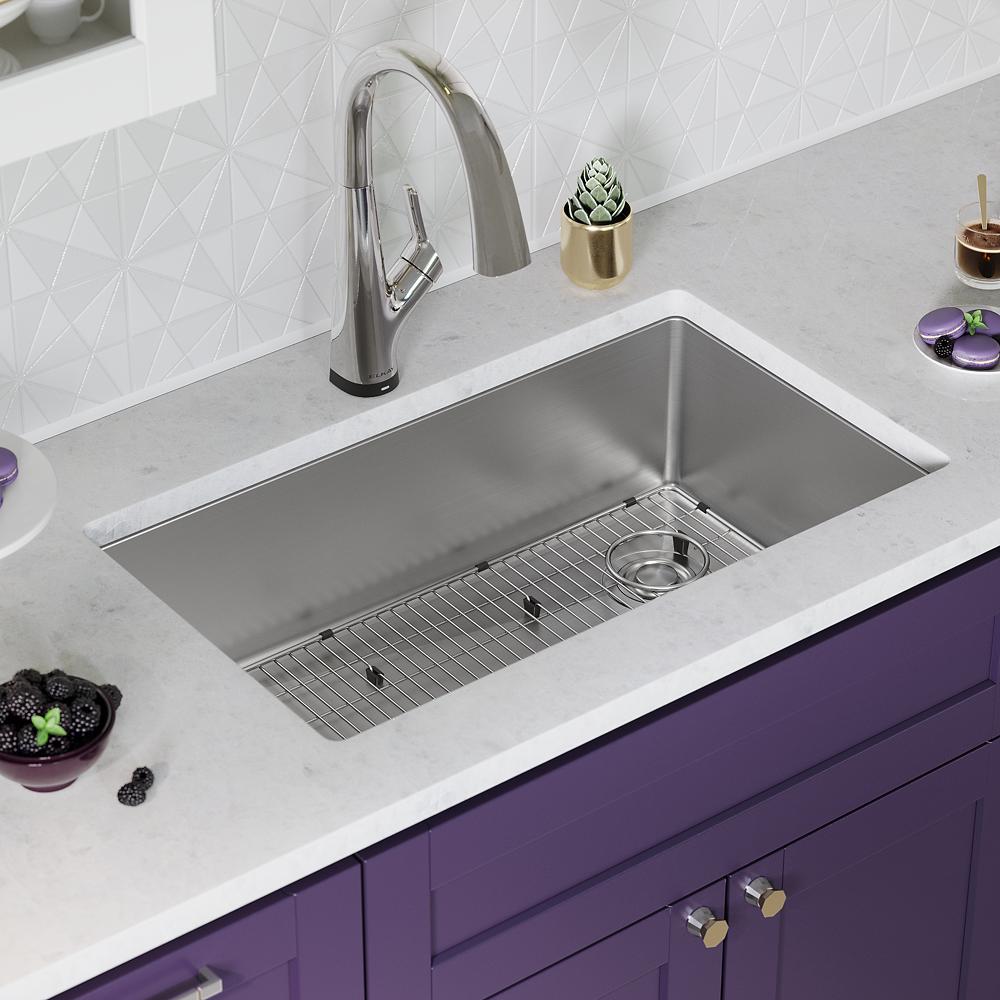Elkay Crosstown 18 Gauge Stainless Steel 31-1/2" x 18-1/2" x 9" Single Bowl Undermount Sink Kit with Filtered Faucet ECTRU30179RTFLC