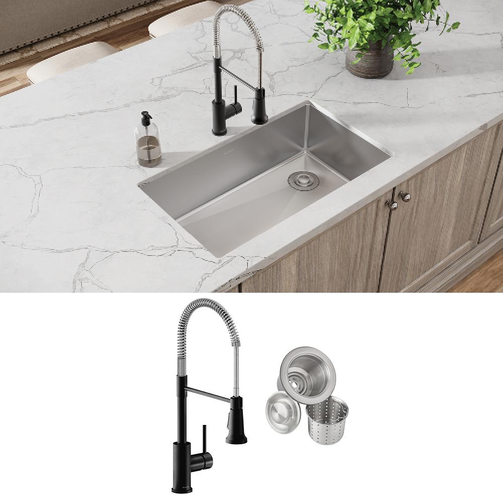 Elkay Crosstown 18 Gauge Stainless Steel 31-1/2" x 18-1/2" x 9" Single Bowl Undermount Sink & Faucet Kit with Drain ECTRU30179RTFMC