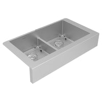 Elkay Crosstown 18 Gauge Stainless Steel 35-7/8" x 20-1/4" x 9" Equal Double Bowl Farmhouse Sink Kit with Aqua Divide ECTRUFA32179C