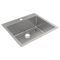 Elkay Crosstown 18 Gauge Stainless Steel 25" x 22" x 9" 1-Hole Single Bowl Dual Mount Sink Kit ECTSR25229TBG1