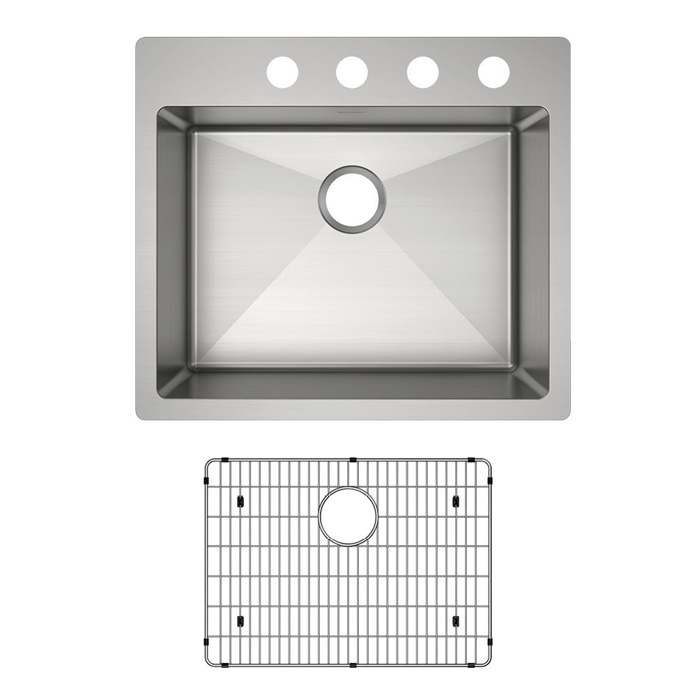 Elkay Crosstown 18 Gauge Stainless Steel 25" x 22" x 9" 4-Hole Single Bowl Dual Mount Sink Kit ECTSR25229TBG4
