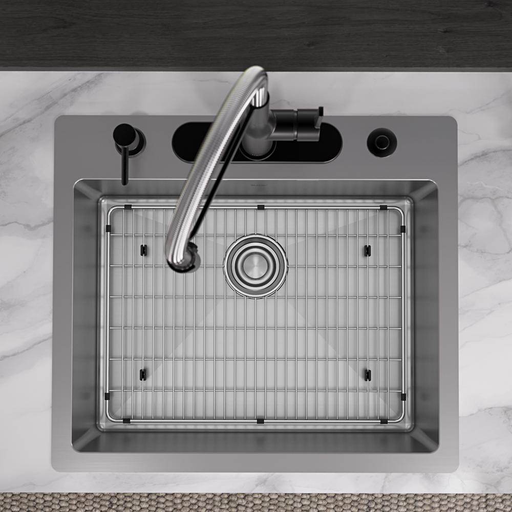 Elkay Crosstown 18 Gauge Stainless Steel 25" x 22" x 9" 5-Hole Single Bowl Dual Mount Sink Kit ECTSR25229TBG5