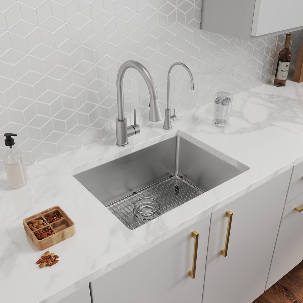 Elkay Crosstown 18 Gauge Stainless Steel, 25" x 22" x 9" Single Bowl Dual Mount Sink Kit with Filtered Glass Filler ECTSR25229TFGB