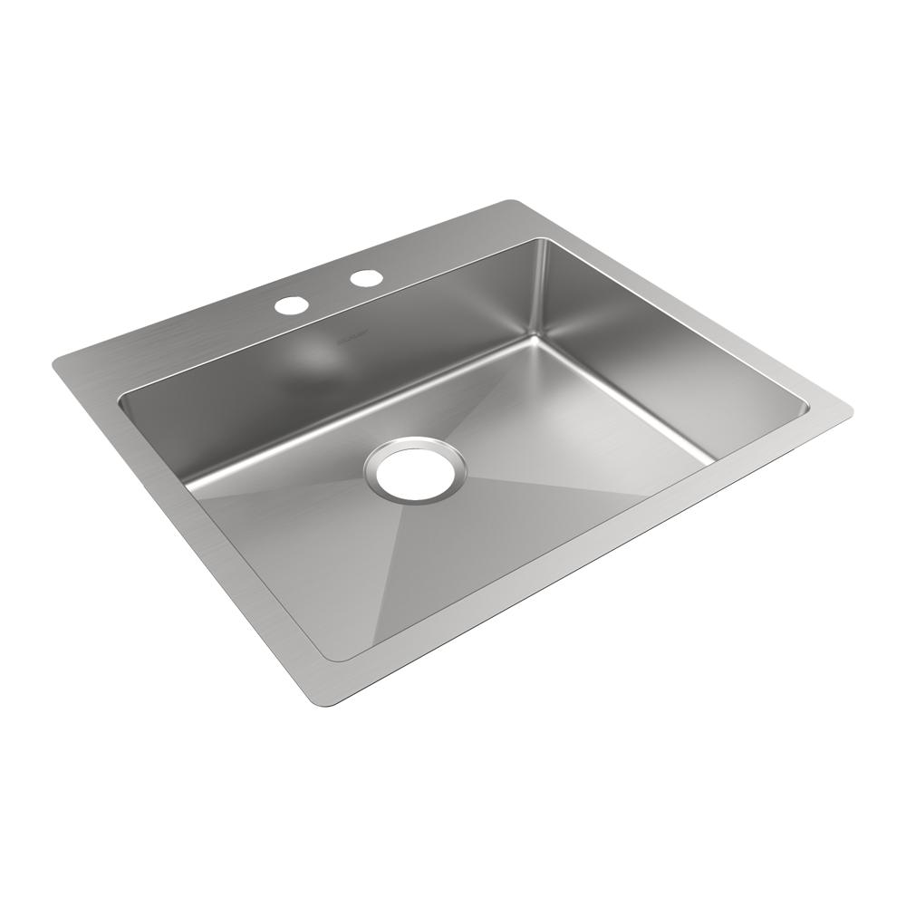 Elkay Crosstown 18 Gauge Stainless Steel 25" x 22" x 6" 2-Hole Single Bowl Dual Mount ADA Sink ECTSRAD2522602