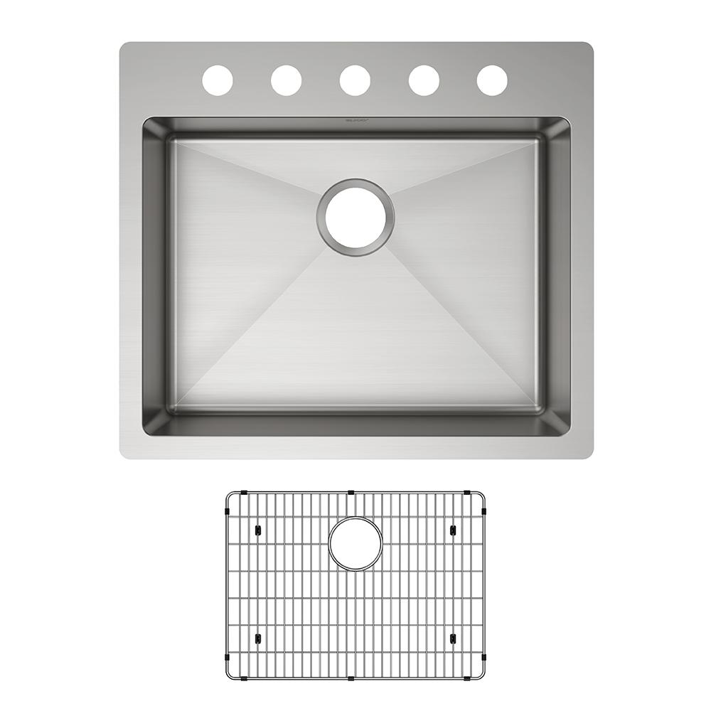 Elkay Crosstown 18 Gauge Stainless Steel 25" x 22" x 6" 5-Hole Single Bowl Dual Mount ADA Sink Kit ECTSRAD25226TBG5