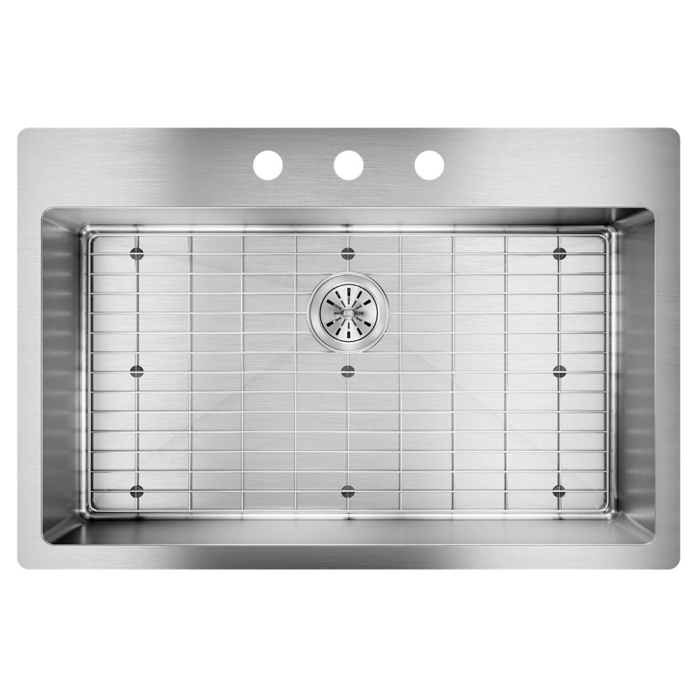 Elkay Crosstown 18 Gauge Stainless Steel 33" x 22" x 9" 3-Hole Single Bowl Dual Mount Sink Kit ECTSRS33229TBG3