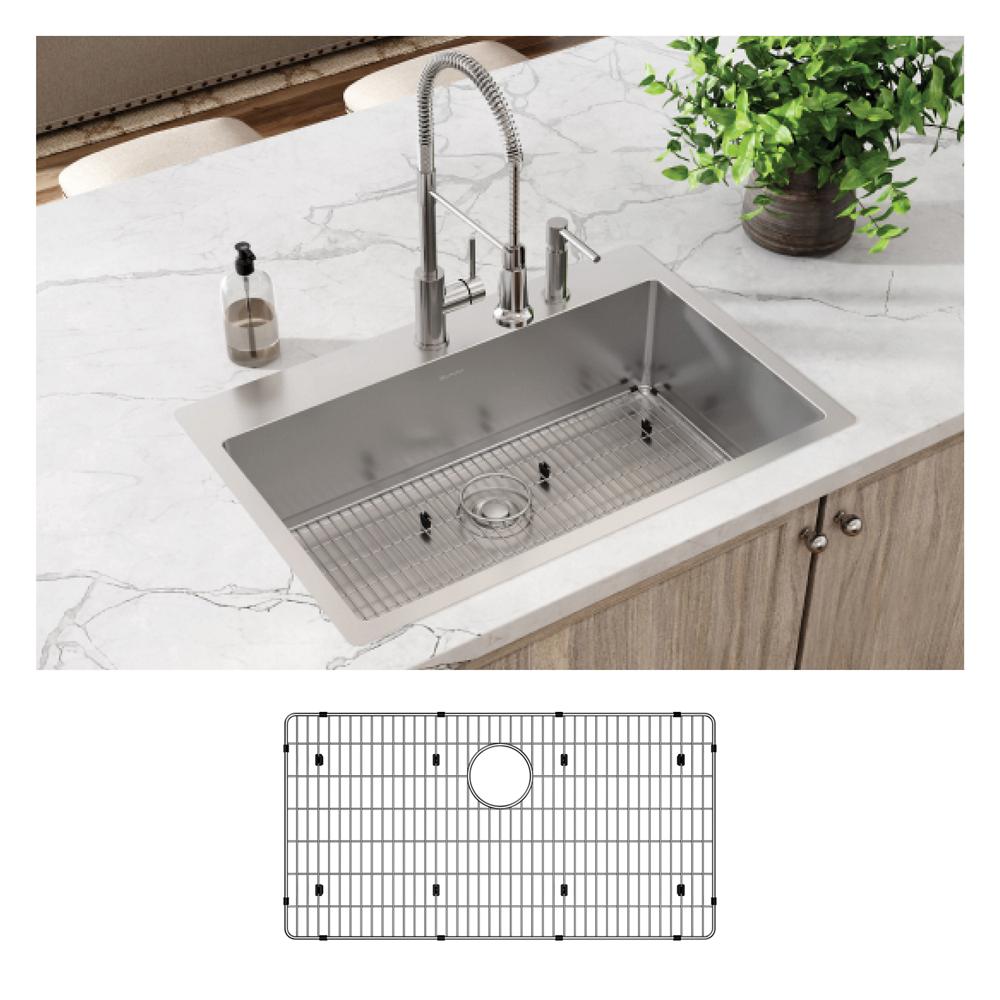 Elkay Crosstown 18 Gauge Stainless Steel 33" x 22" x 9" FR2-Hole Single Bowl Dual Mount Sink Kit ECTSRS33229TBGFR2