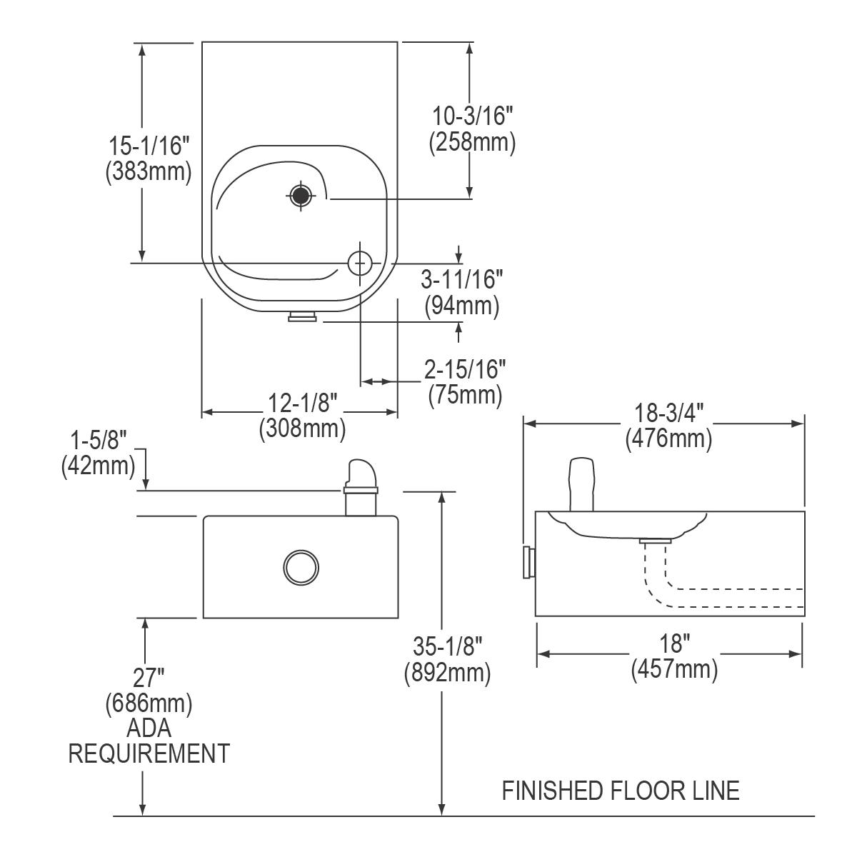 Elkay Soft Sides Single Fountain Non-Filtered Non-Refrigerated, Freeze Resistant Stainless EDFP214FPK