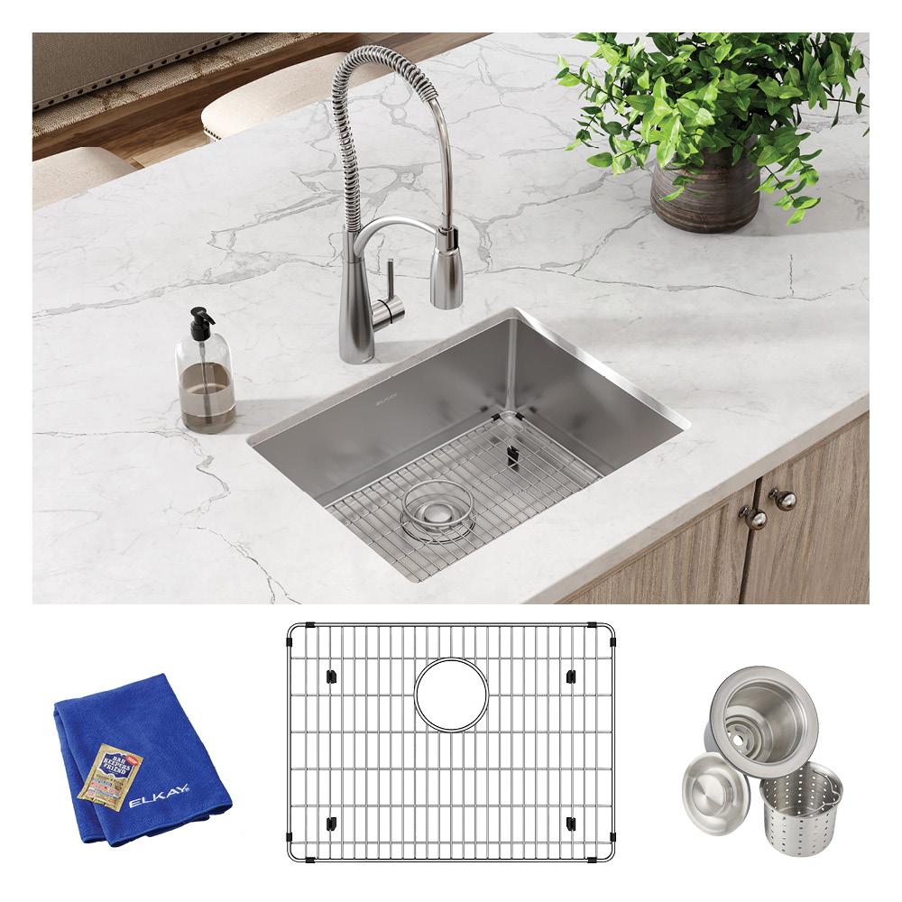 Elkay Crosstown 16 Gauge Stainless Steel 23-1/2" x 18-1/4" x 10" Single Bowl Undermount Sink Kit EFRU211510TC