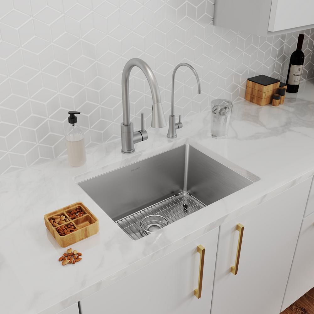Elkay Crosstown 16 Gauge Stainless Steel, 23-1/2" x 18-1/4" x 10" Single Bowl Undermount Sink Kit with Filtered Glass Filler EFRU211510TFG