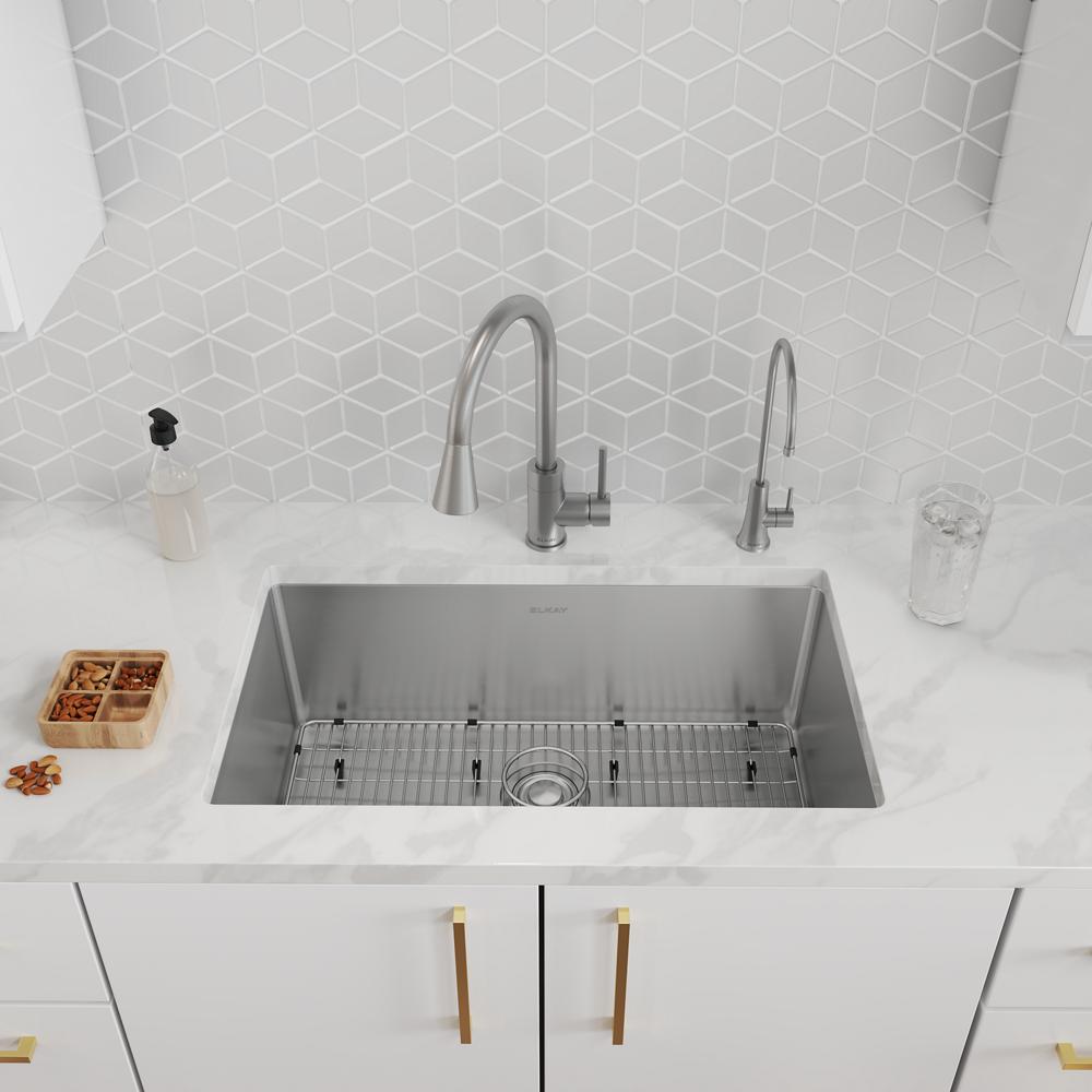 Elkay Crosstown 16 Gauge Stainless Steel 30-1/2" x 18-1/2" x 10" Single Bowl Undermount Sink Kit with Filtered Beverage Faucet EFRU281610TFG