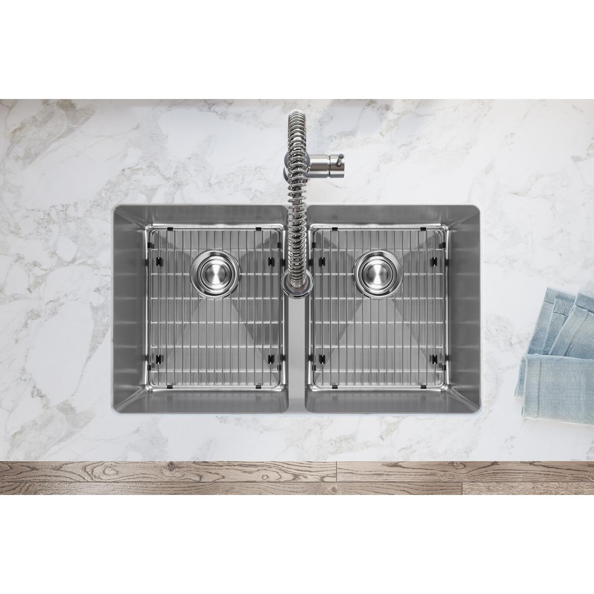 Elkay Crosstown 16 Gauge Stainless Steel 30-3/4" x 18-1/2" x 10" Equal Double Bowl Undermount Sink Kit with Faucet EFRU311810TFC