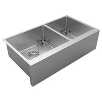 Elkay Crosstown 16 Gauge Stainless Steel 35-7/8" x 20-1/4" x 9" Double Bowl Tall Farmhouse Sink Kit EFRUFF23417DBG