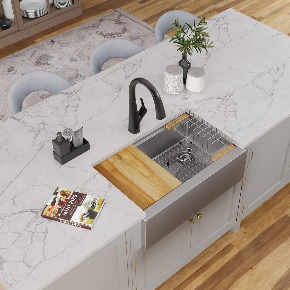 Elkay Crosstown 16 Gauge Workstation Stainless Steel 31-7/8" x 20-1/4" x 9-7/16" Single Bowl Farmhouse Sink Kit EFRUFF30179RW