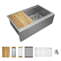 Elkay Crosstown 16 Gauge Workstation Stainless Steel 31-7/8" x 20-1/4" x 9-7/16" Single Bowl Farmhouse Sink Kit EFRUFF30179RW