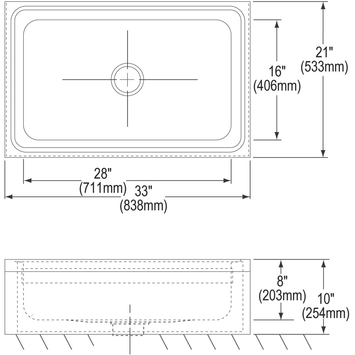 Elkay Stainless Steel 33" x 21" x 8" Single Bowl, Floor Mount Service Sink Package EFS3321C