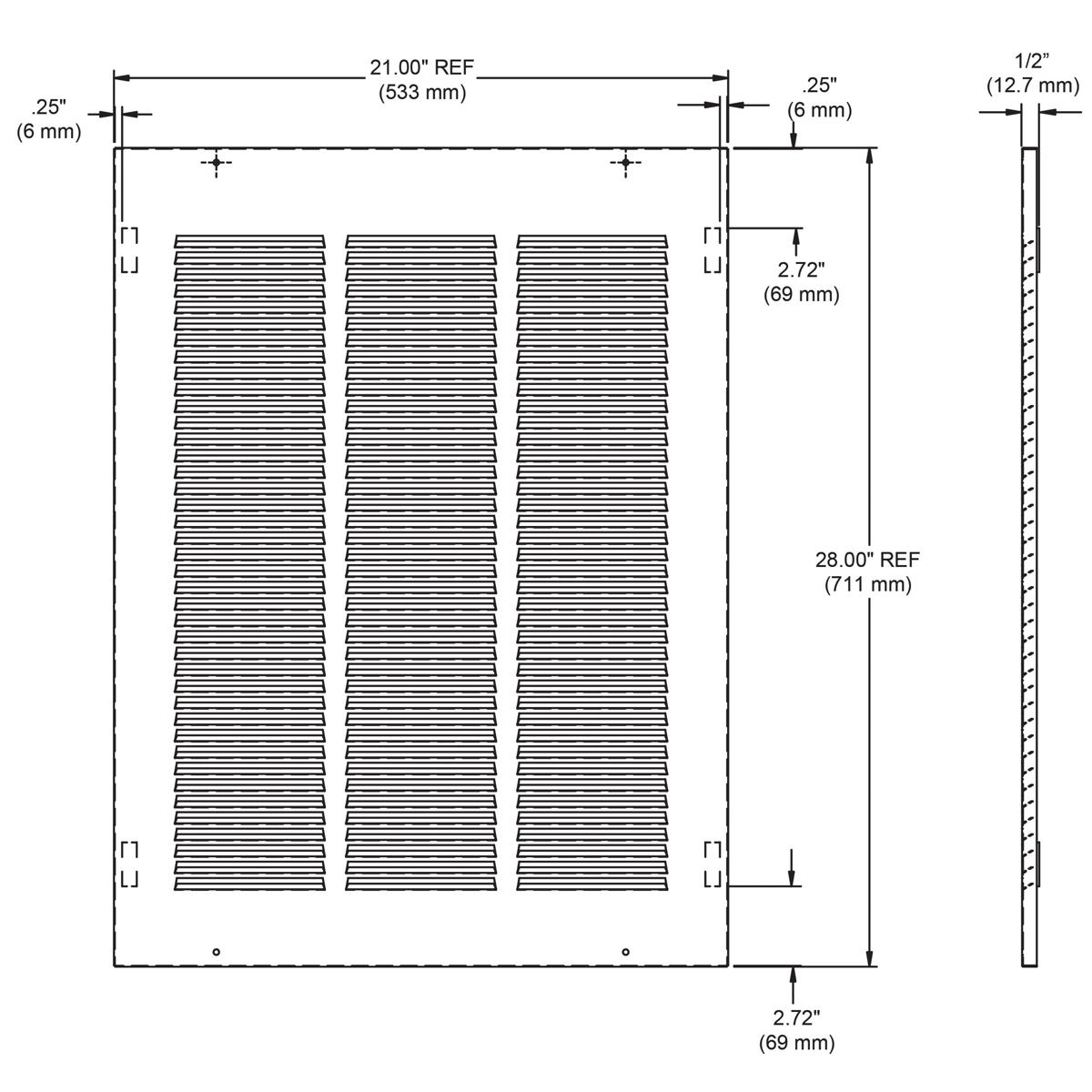Elkay Louvered Grill (Stainless Steel) 21" x 1/2" x 28" EG1