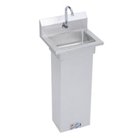 Elkay Stainless Steel 18" x 14-1/2" x 42" 18 Gauge Hand Sink with Pedestal Base Foot Valve and Faucet EHS-18-PEDX
