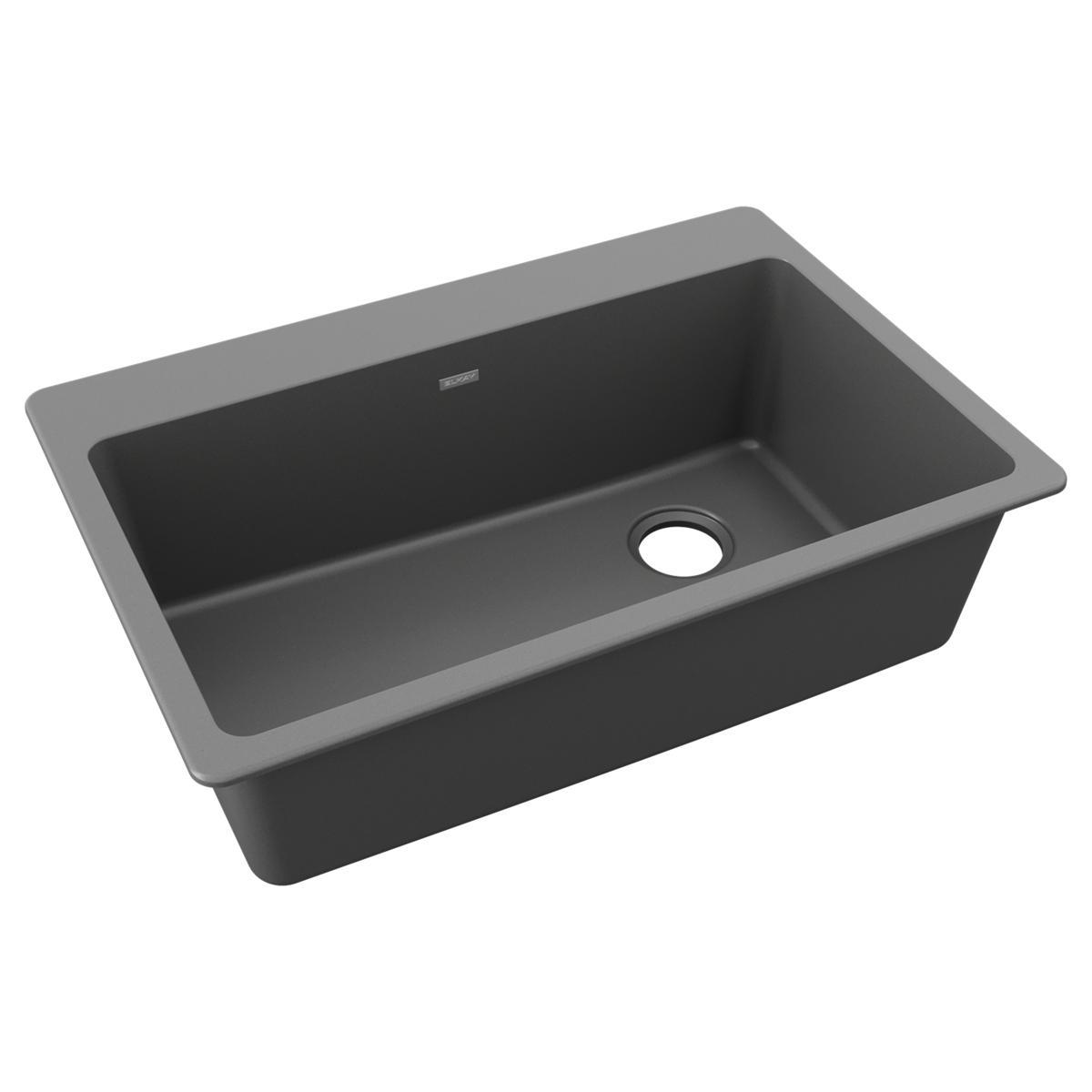 Elkay Quartz Classic 33" x 22" x 9-1/2", Single Bowl Drop-in Sink, Dusk Gray ELG13322GY0