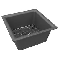 Elkay Quartz Classic 15-3/4" x 15-3/4" x 7.7 Single Bowl Dual Mount Bar Sink Kit Graphite ELG1616GT0C