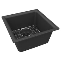 Elkay Quartz Classic 15-3/4" x 15-3/4" x 7.7 Single Bowl Dual Mount Bar Sink Kit Matte Black ELG1616MB0C
